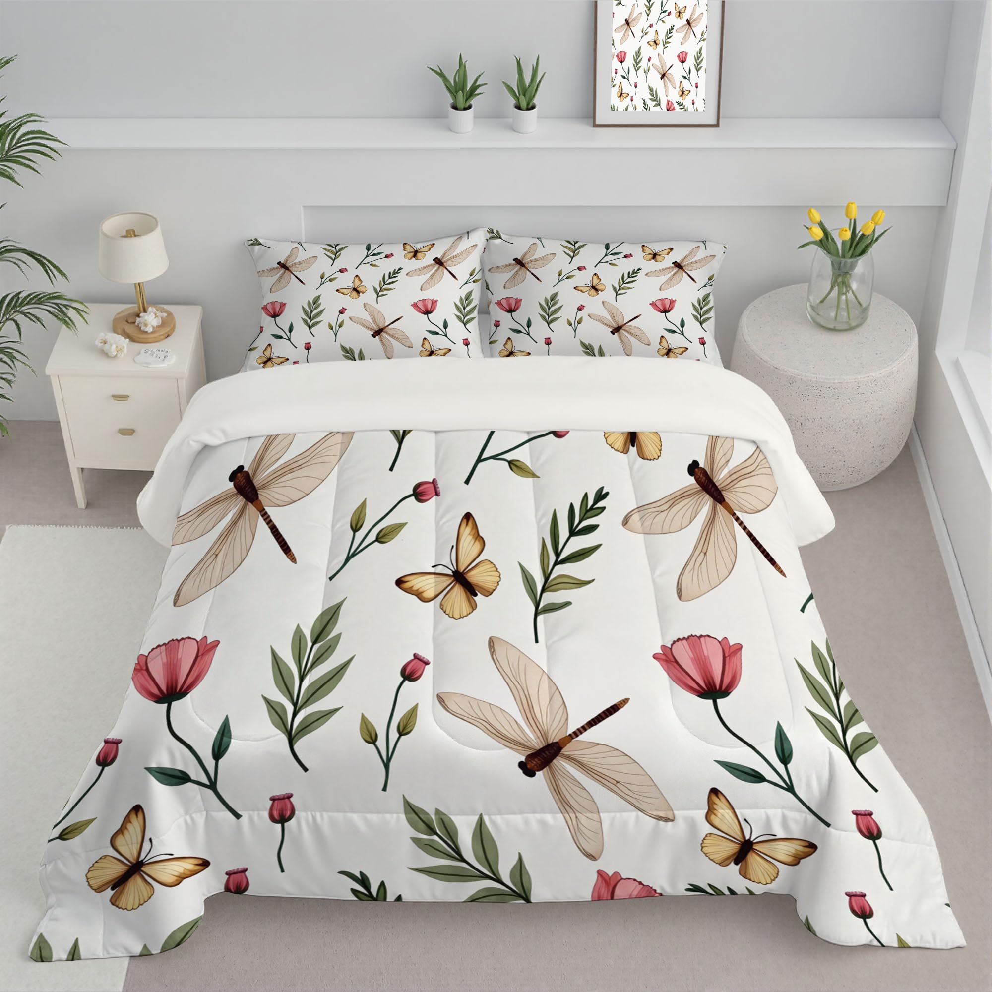 Couette d'été 200x200 aux motifs plantes de printemps pour s'endormir serein