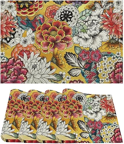 Miniatura 21 de Juego de 4 manteles individuales de mármol dorado y gris, pintura abstracta moderna, arte impreso, manteles para mesa de comedor, restaurante,