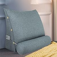 Vista 9 de Almohada Cuña de Cabecero Tamaño Completo Almohada Bolster Grande para Cama Almohada de Lectura Triangular Almohada de Soporte para la Espalda