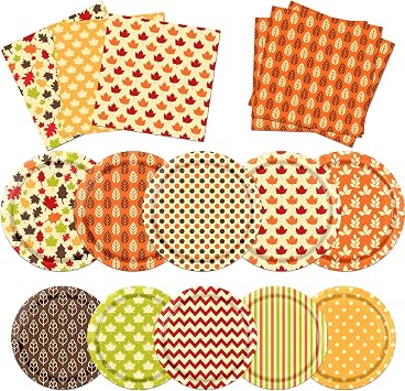 Fall Party decorations Tableware, 60Pcs Fall Leaves Party Decorations Set includes Fall Plates and Napkins, Fall Plates Maple Fall Napkins for Fall Festival Decorations Thanksgiving Party Decorations