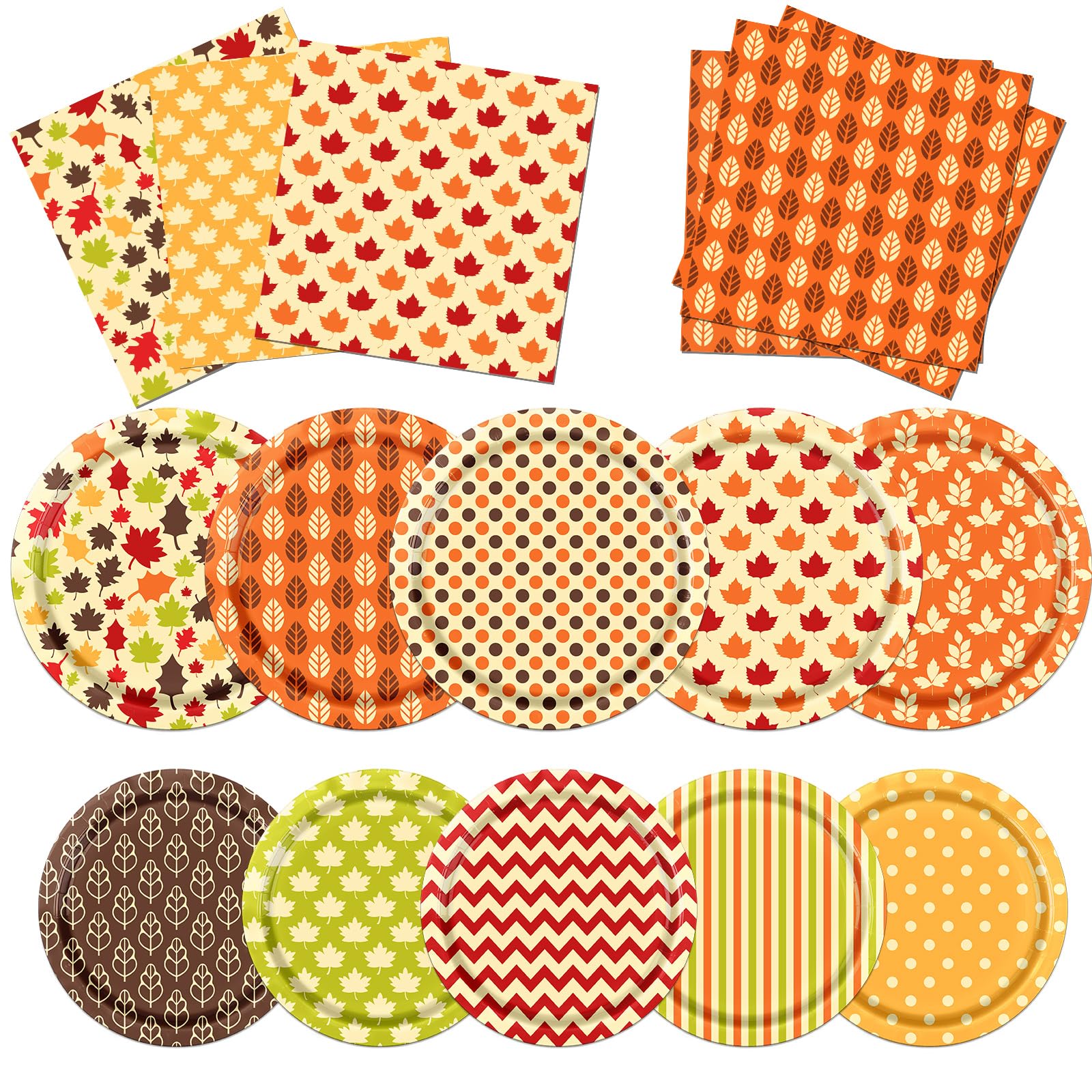 Fall Party decorations Tableware, 60Pcs Fall Leaves Party Decorations Set includes Fall Plates and Napkins, Fall Plates Maple Fall Napkins for Fall