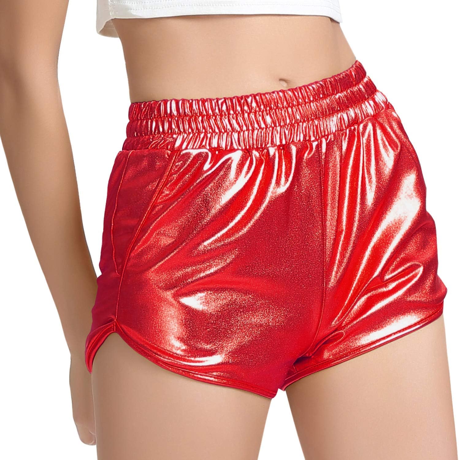 Perfashion Women's Metallic Shiny Shorts Sparkly Hot Yoga Outfit - Image 3