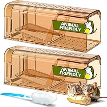Live Mouse Trap, Set of 2, Animal-Friendly Mouse Trap, Highly Sensitive Live Trap, Mouse, Reusable, No Contact with Rats for in the Kitchen, Garden, Warehouse, Smoky Brown