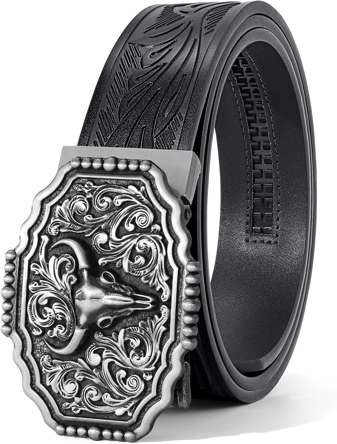 SANSTHS Ratchet Cowboy Belt, Western Ratchet Belts for Men Ratchet Western Belt with Automatic Cowboy Buckle