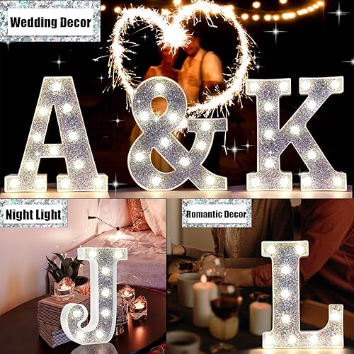 Miniatura 2 de Letras iluminadas, letras con luces brillantes, funcionan con pilas, letras LED del alfabeto, letras del alfabeto para luz nocturna, bodas, fiestas
