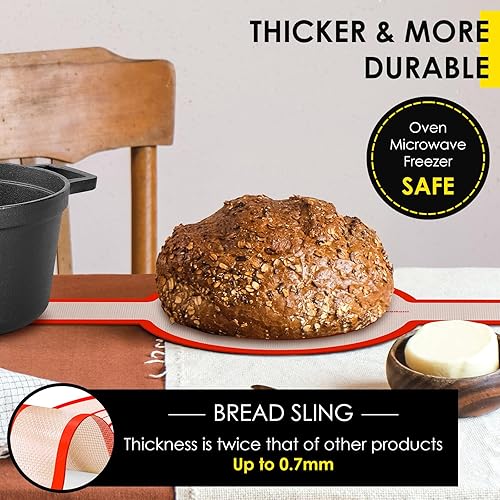 Miniatura 7 de Forros de silicona mejorados para horno holandés, suministros para hornear de masa madre, tapete de pan antiadherente reutilizable, hoja de hierro