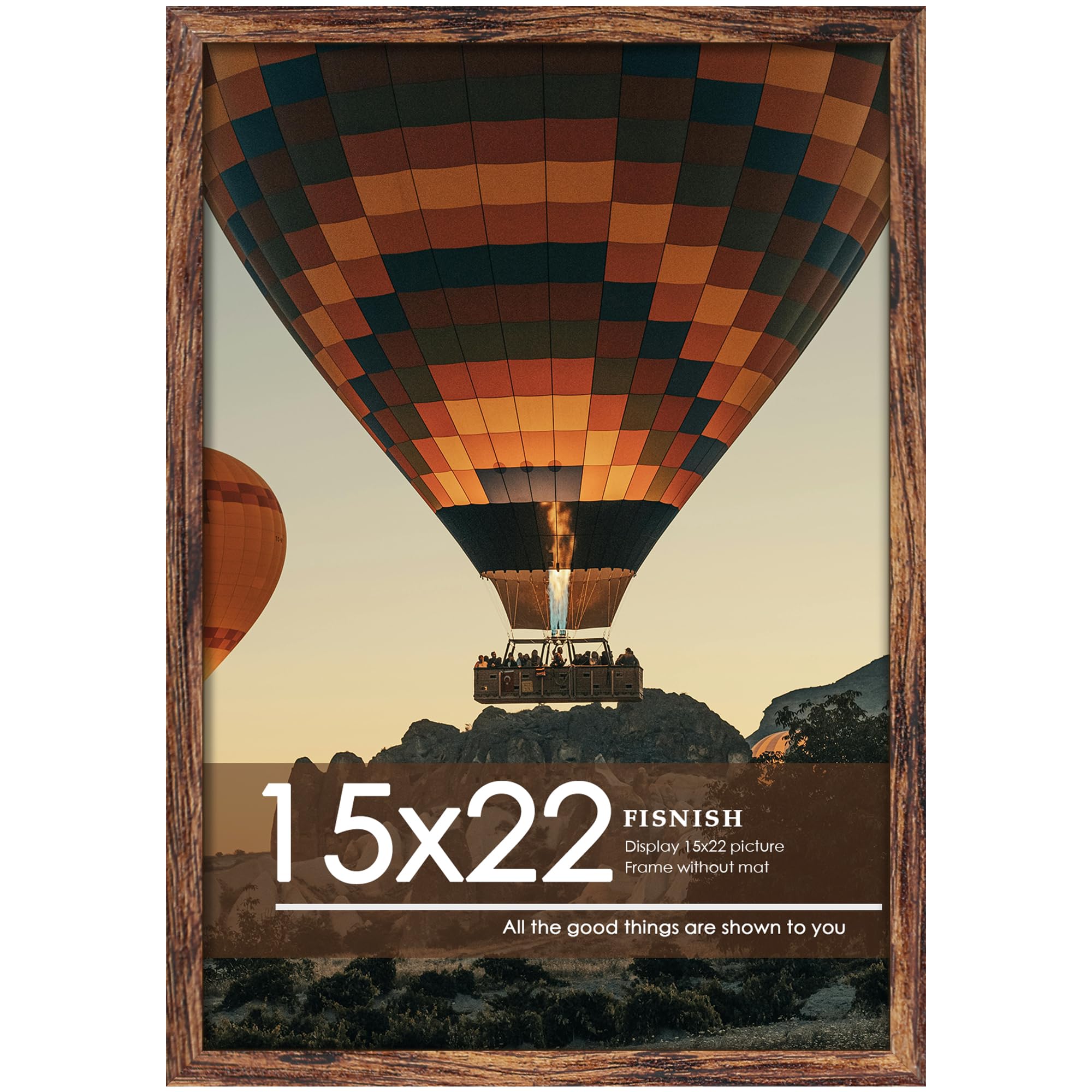 15x22 Picture Frame, Classic Brown 15 x 22 Poster Frame for Horizontal or Vertical Wall Mounting, 1 Pack