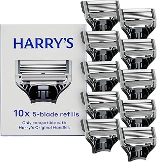 Harry's Original 5-Blade Razor Refills for Men - 10 Count German Engineered Cartridges for Close Comfortable Shave