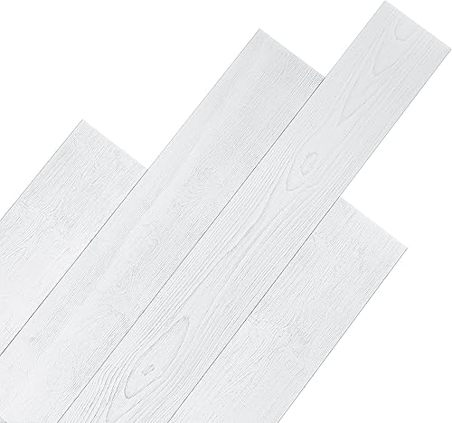 Luxdecor Tablones de pared de madera real, tableros de Shiplap blancos de 5 pulgadas para despegar y pegar, 10 piezas, 12.5 pies cuadrados