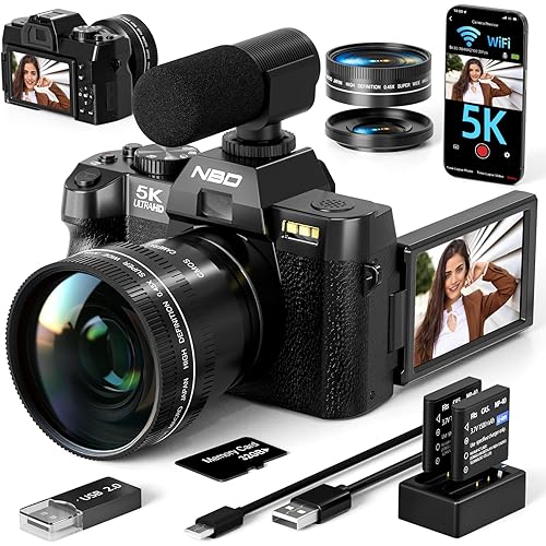 NBD Digital Cameras for Photography 5K,48MP Autofocus Vlogging Camera for YouTube with 32GB TF Card & 2 Batteries,16X Zoom Anti-Shake Video Camera with 52mm Wide Angle and Macro Lens（S110