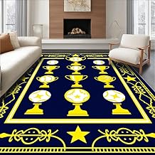 Design&I Low Pile Flatwoven Area Rug 4x6, Championship Game Day Trophy Playzone, Machine Washable, Stain Resistant Indoor Rug for Living Room, Bedroom, Non SlipBlue, 4x6
