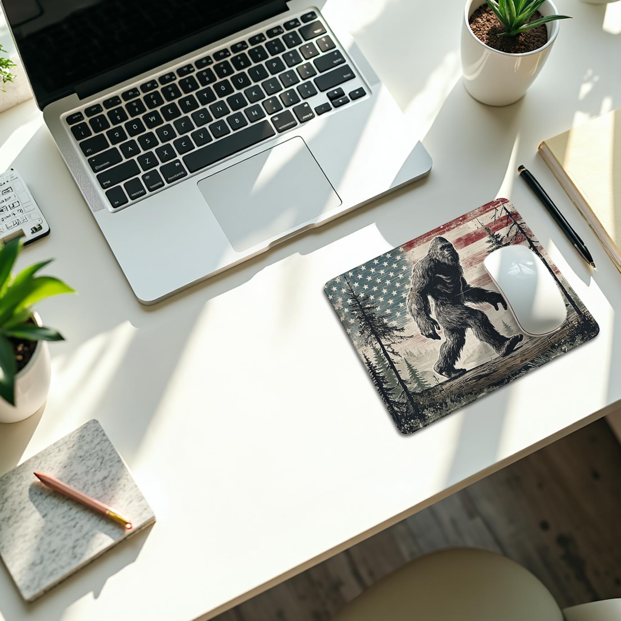 Patriotic Sasquatch Mouse Pad - American Flag Bigfoot -2 Patriotic Sasquatch Mouse Pad - American Flag Bigfoot -2