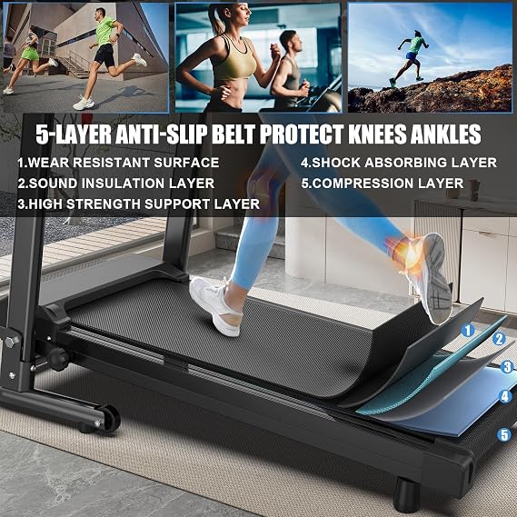 FYC Foldable Treadmills for Home, Portable Treadmill with Handles, 2.5HP Treadmills 300 lb Capacity, APP Control, Fitness Folding Walking Pad with LED Display