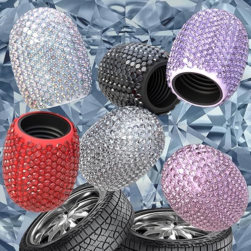 Miniatura 7 de 4 tapas de vástago de válvula de neumático de automóvil, tapa de aire brillante para automóvil, cubiertas de vástago universales, revestimiento de