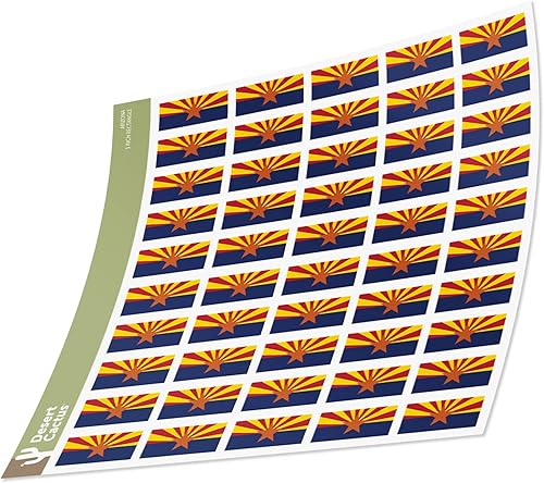 Arizona AZ - Adhesivo de la bandera del Estado de 10 in rectangular dos hojas 50 unidades en total para niños con logo de niños para coche ventana
