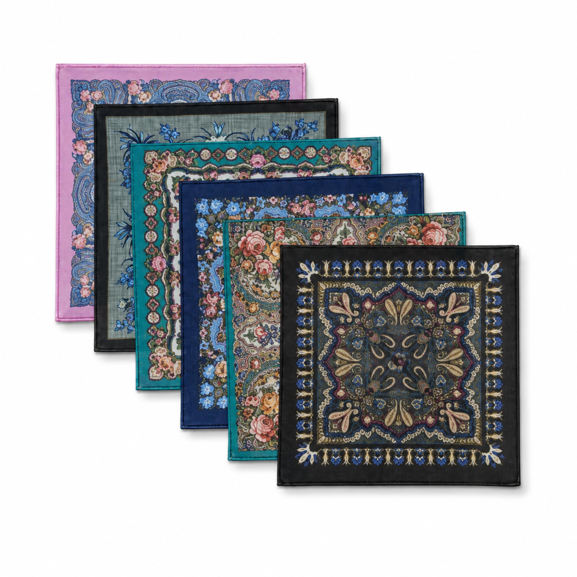 U2 ConneX Women's Cotton Handkerchiefs | Soft Absorbent Reusable Hankies | Floral, Plain, Dark & Light Color Designs | Elegant Ladies Pocket Square | Multicolor-image-32