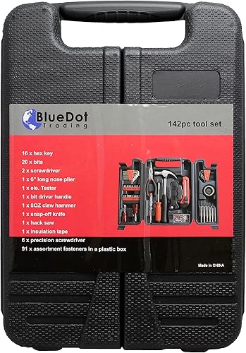 Miniatura 2 de BlueDot Trading Juego de caja de herramientas grande de 142 piezas con llaves, destornilladores, puntas y más dentro de un estuche moldeado de fácil