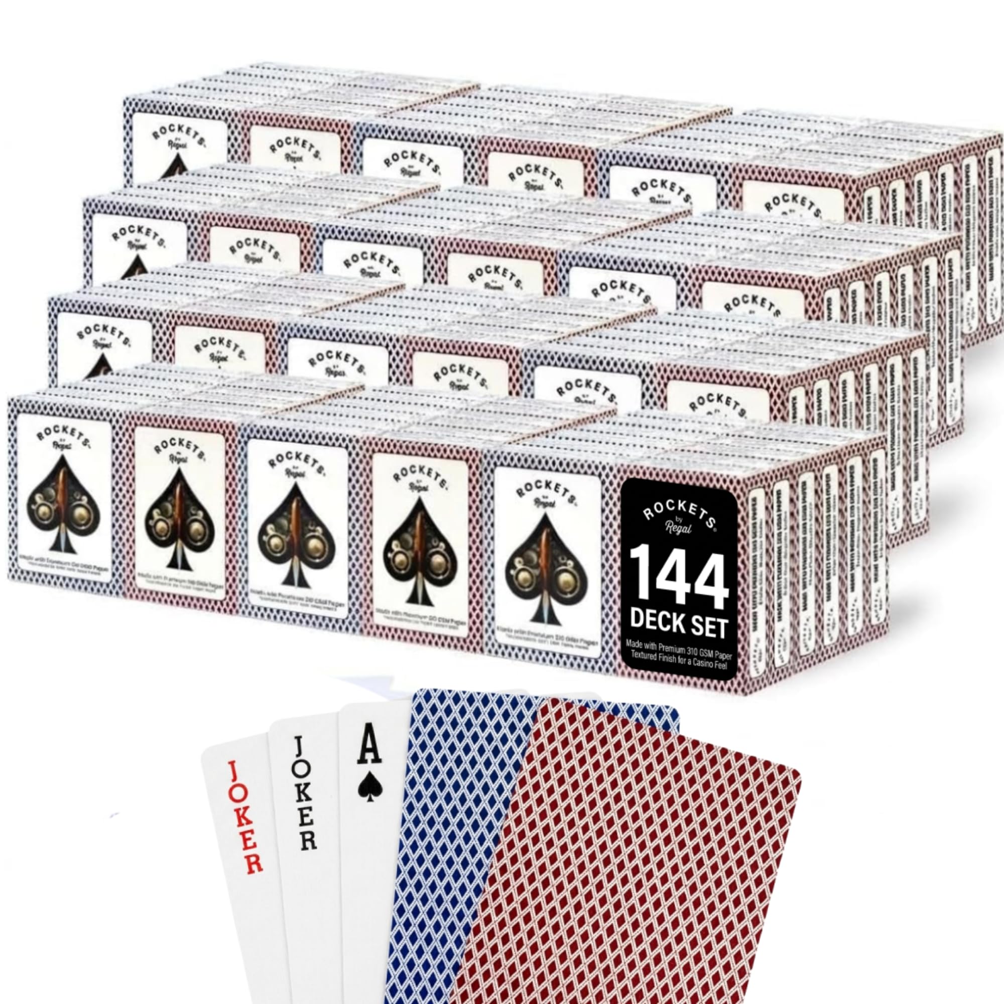 Regal Games 1876-x-12 (1876-x-12 - Cartas de juego, tamaño de póquer, índice estándar, 144 barajas de cartas