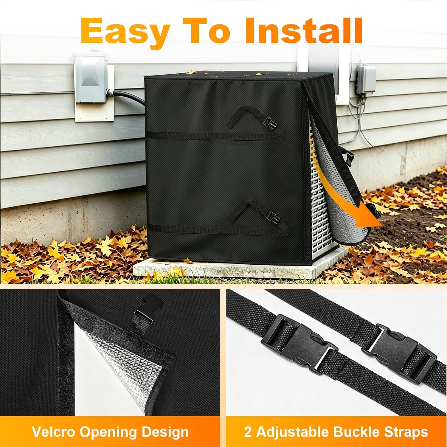 SUNICO Winter Air Conditioner Covers for Outside Units, 24x24x30in, Black image 5