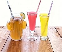 Vista 3 de Dakoufish Focos de plástico reutilizables y gruesos, de plástico, 12 piezas de 9 pulgadas, sin BPA, pajillas Mason Jar transparentes, a rayas, 6