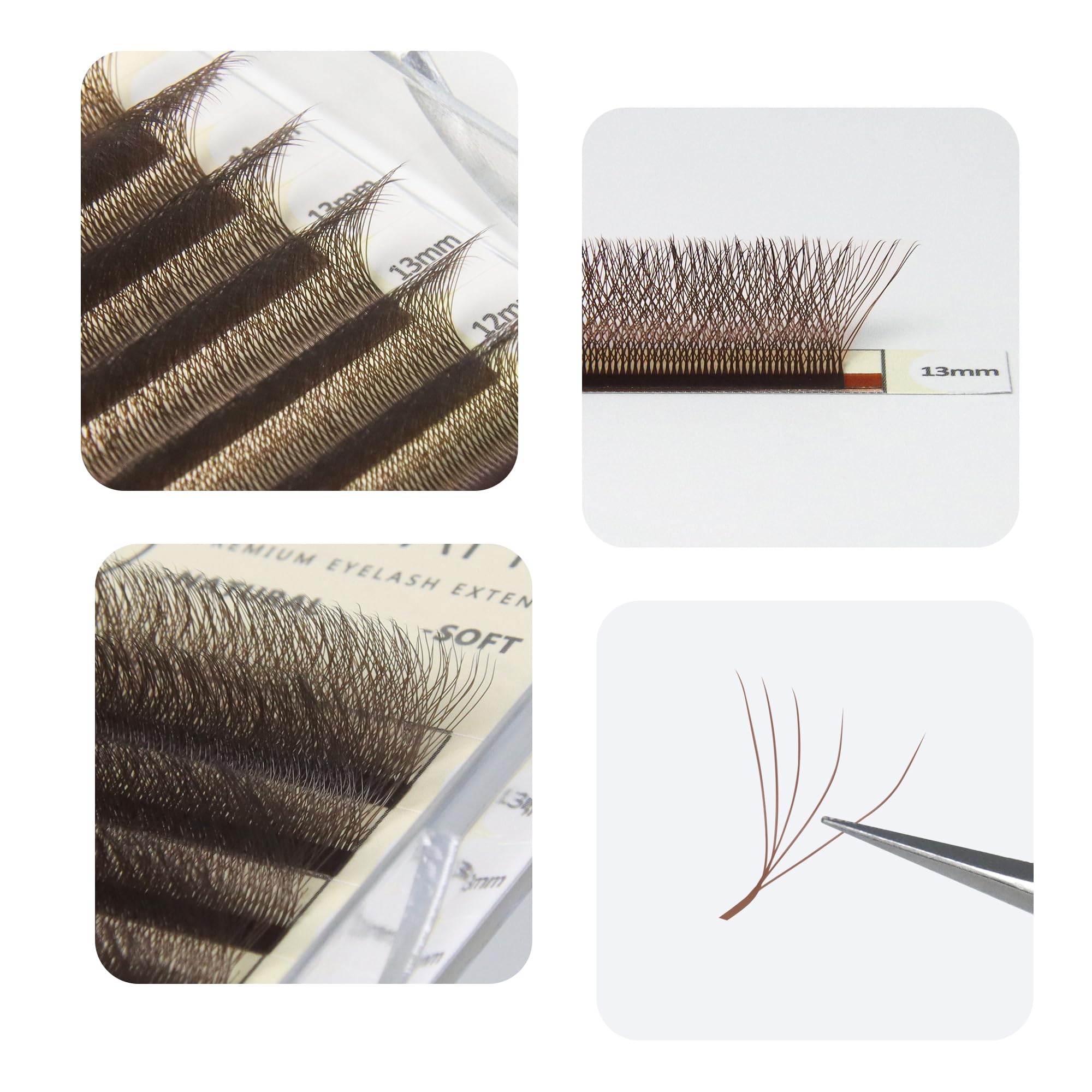 ANNAFRIS Lash Extension 5D W Brown 0.07 D Curl 9-13mm Premade Fan Lash Russian Volume Eyelash Soft Faux Mink False Lashes(5DW,0.07D,Brown,9-13mm) - Image 3
