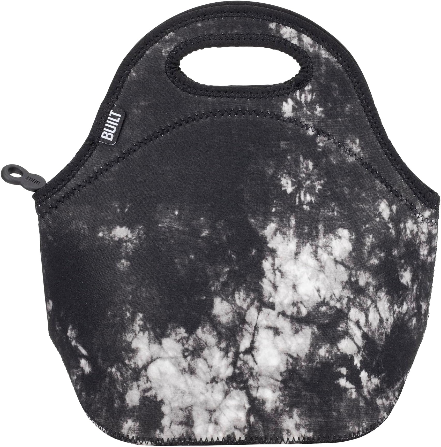 BUILT Gourmet Getaway Soft Neoprene Lunch Tote Bag Lightweight, Insulated and Reusable, Black and White Nightfall Tie Dye