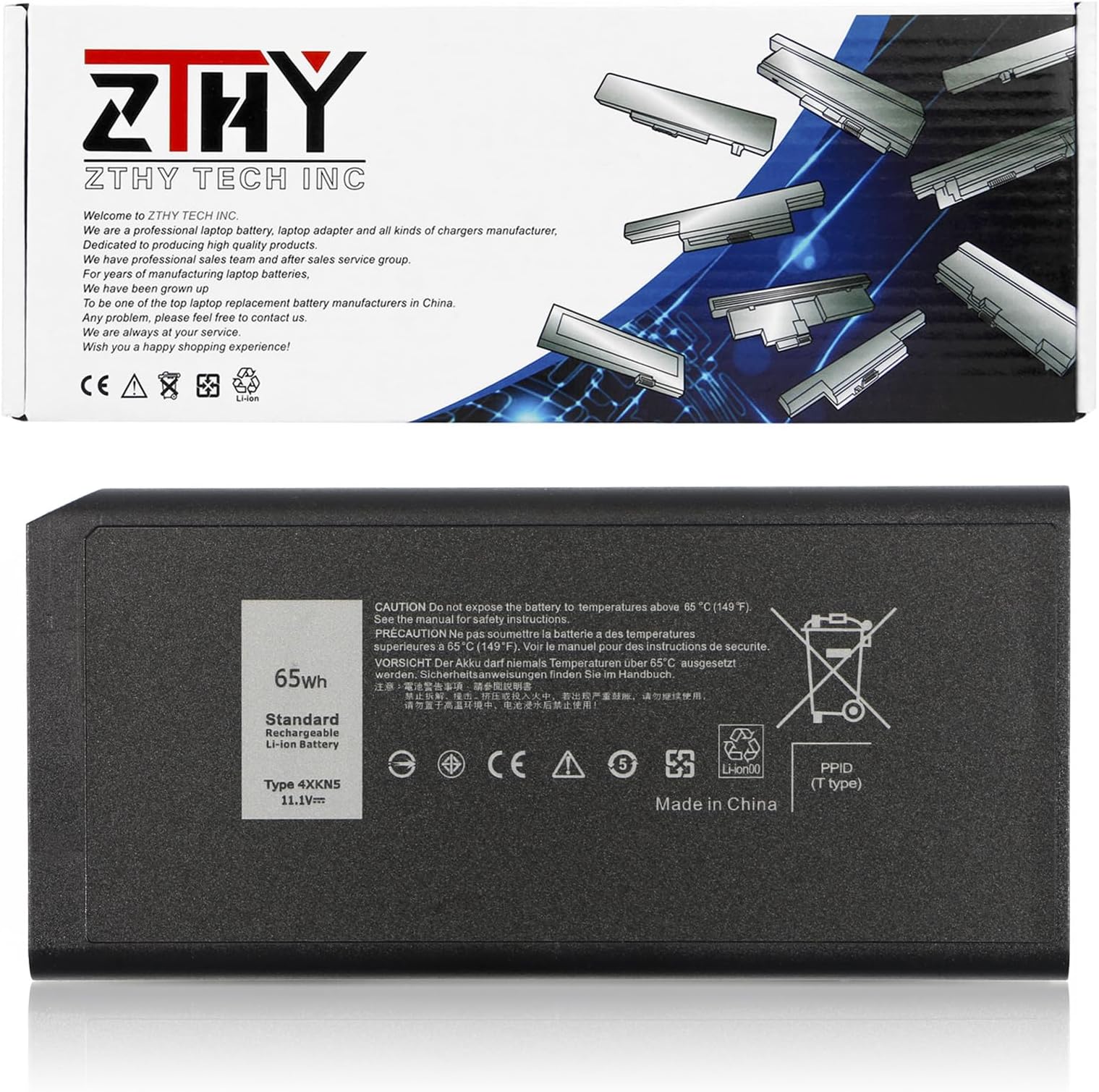 ZTHY 4XKN5 CJ2K1 X8VWF Battery Replacement for Dell Latitude 14 Rugged 5404 5414 E5404 Extreme 7404 7414 E7404 Series P46G P46G001 P46G002 5XT3V VCWGN XRJDF XN4KN YGV51 453-BBBD 453-BBBE 65Wh 6-Cell