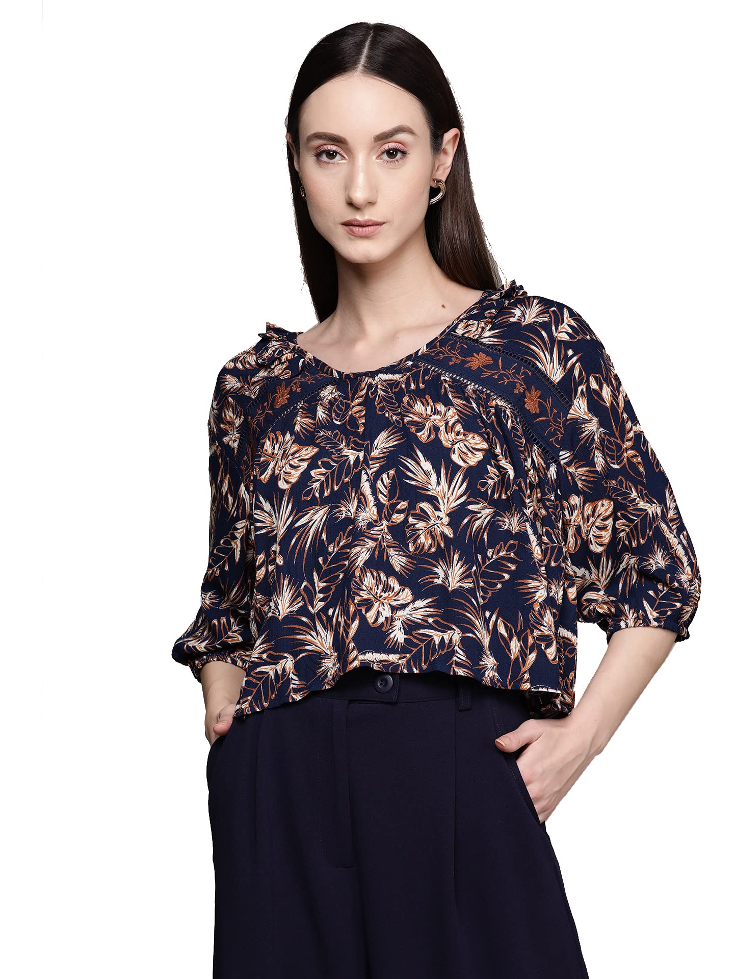 Label RITU KUMARNavy Paisley Printed Top