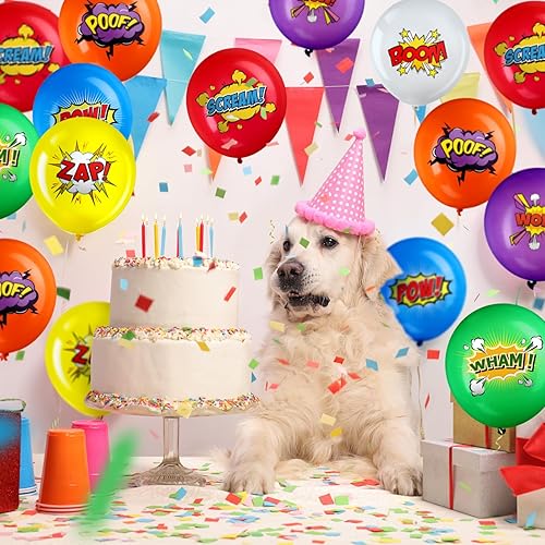 Miniatura 6 de Paquete de 40 globos de héroe de 12 pulgadas, globos de látex de héroe, suministros de fiesta, decoraciones de súper mascotas para cumpleaños de