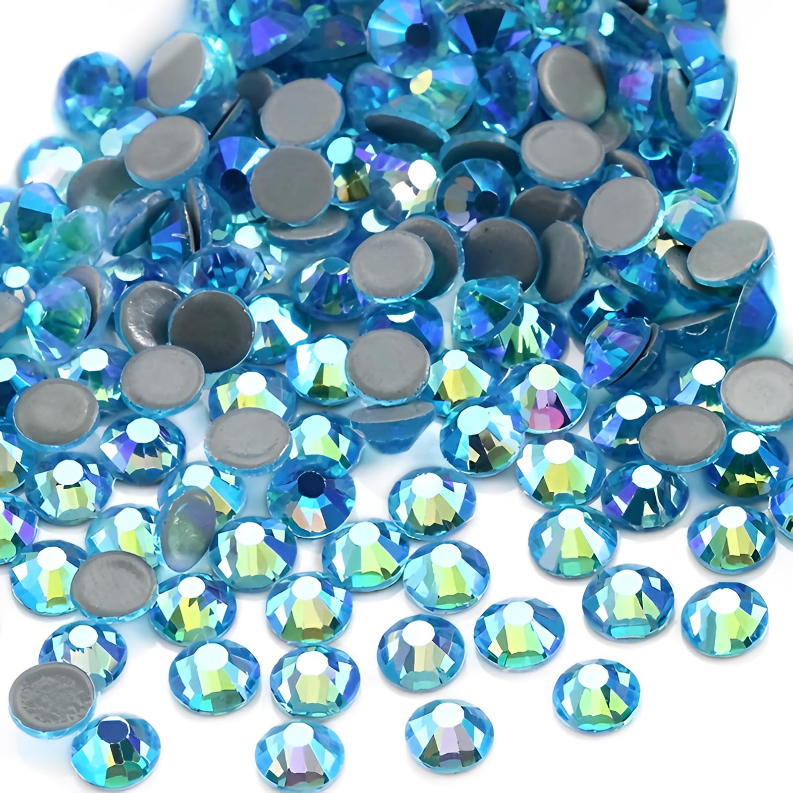 Jollin 2880pcs Hotfix Crystal Flatback Rhinestones Glass Diamantes Gems for Crafting Art Crafts Decorations Clothes Shoes 4.0mm SS16 Aquamarine AB