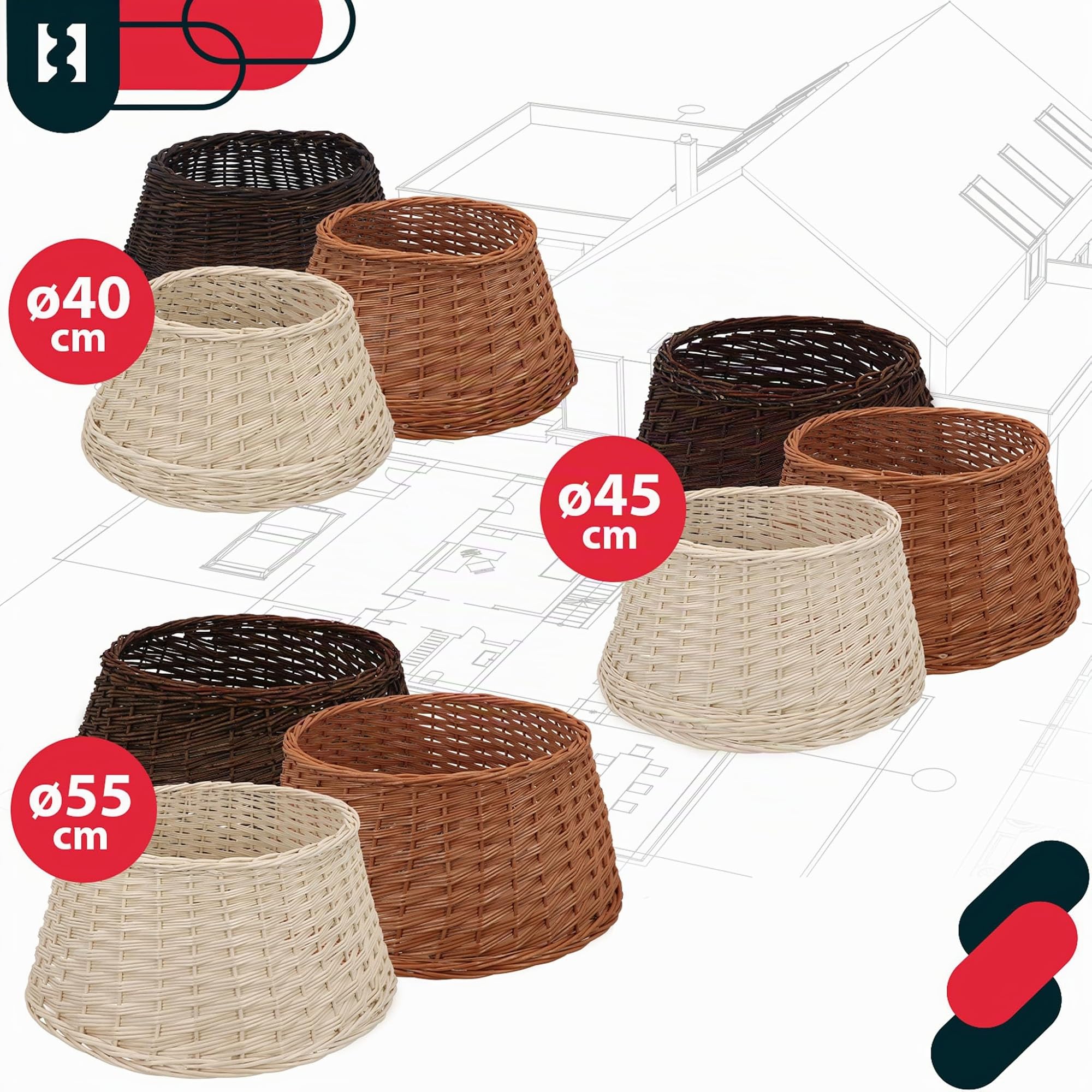 KOTARBAU® Panier pour Sapin de Noël Ø 50 cm Housse en Osier Naturel Support pour Sapin de Noël en Rotin Housse Cache Pied Sapin de Noël en Osier Jupe Sapin Cache Sapin
