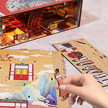 DIY ミニチュア ブックヌークキット 3Dモデル 木製 ドールハウス Amazon.co.jp: 教育モデル DIY ドールハウス ブックヌックキット