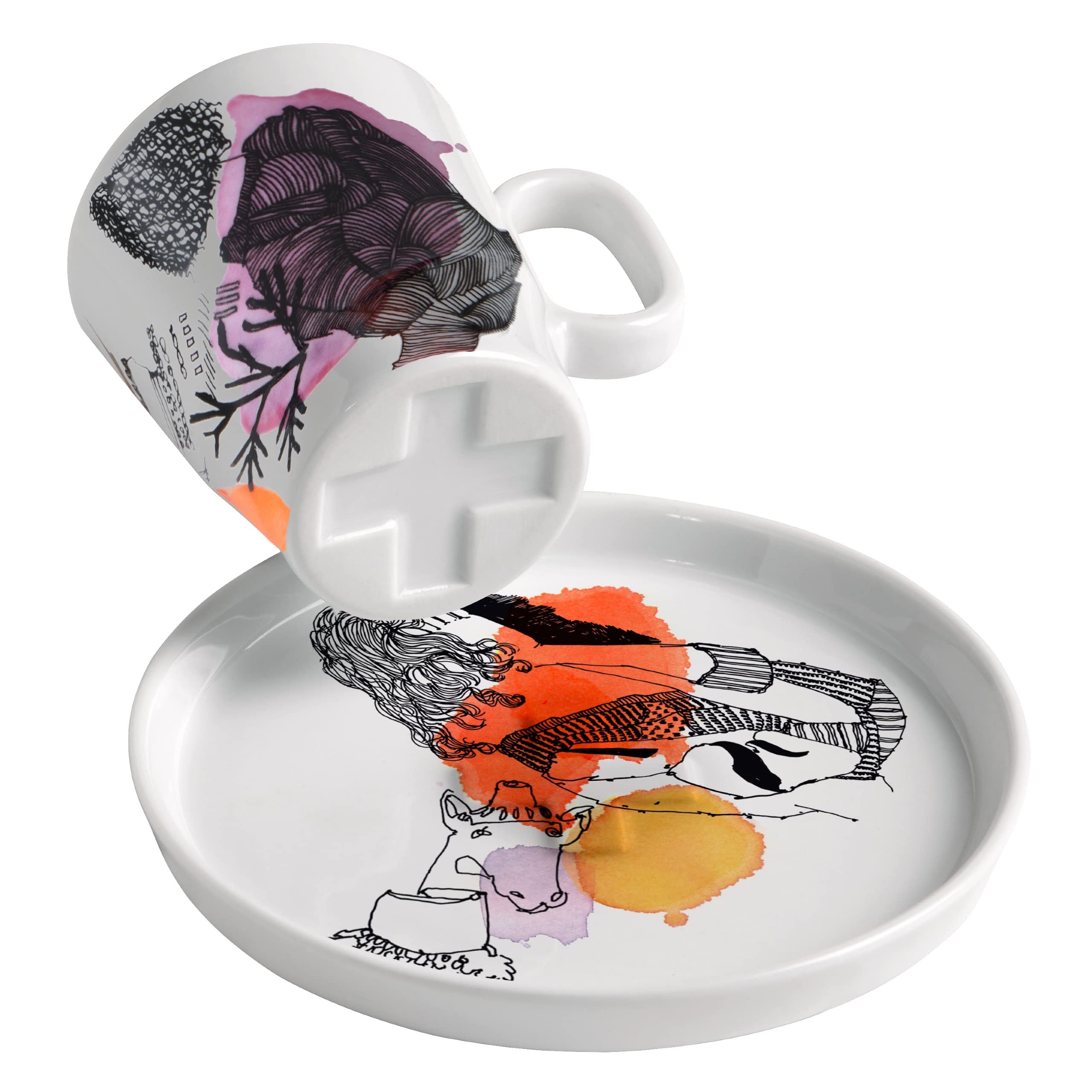 RITZENHOFF 3721002 Filiżanka do espresso 95 ml - seria klasa przyjemności nr 2 - zestaw ze spodkiem, z porcelany - designerski egzemplarz