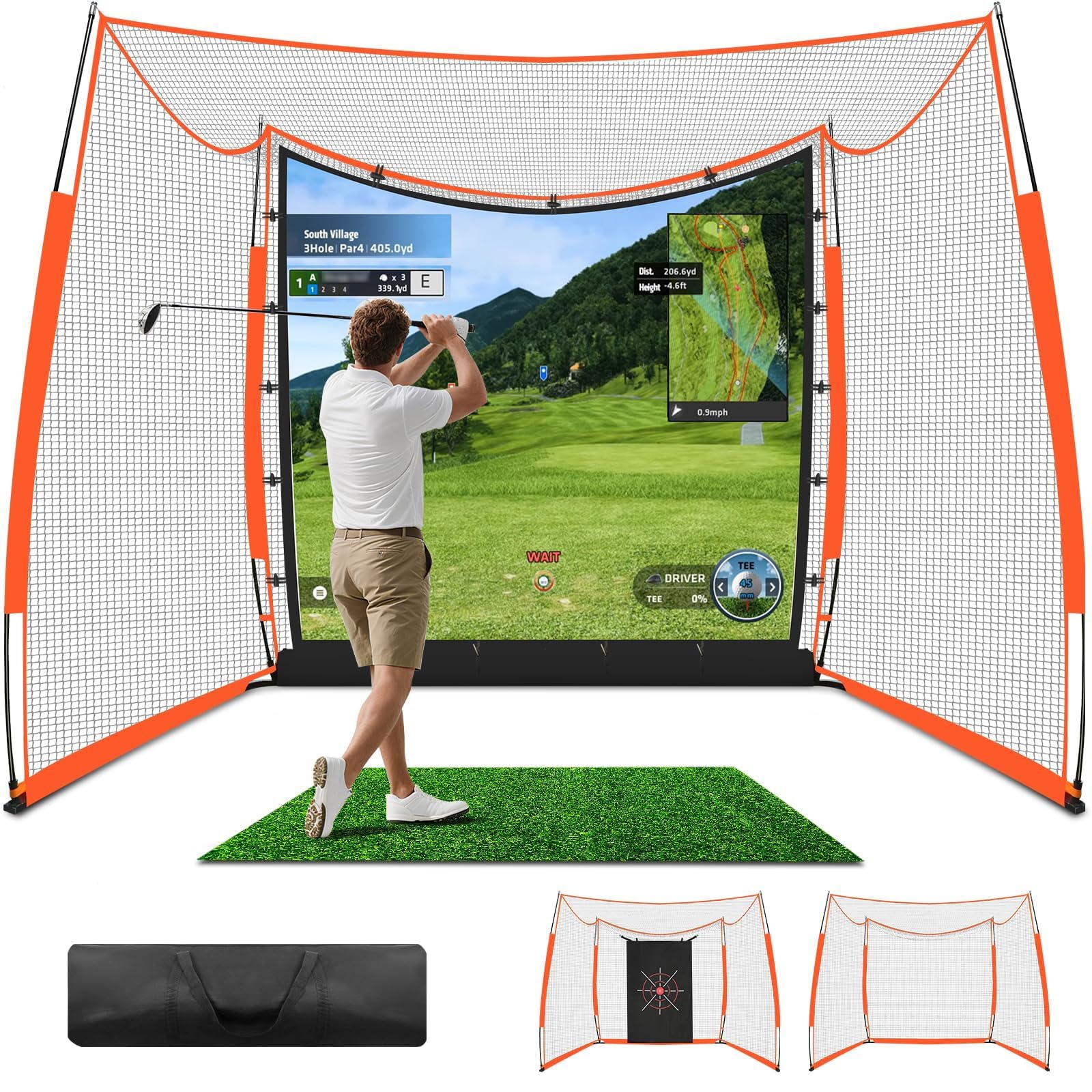 Amazon.com : ORIENEGAR Golf Simulator Cage with HD Impact Screen