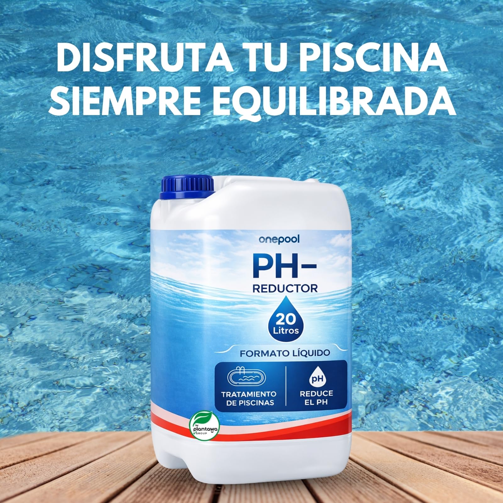 Onepool Reductor pH Piscina 20L | pH Minus Líquido | Regulador de pH para Piscinas Salinas y Clorador Salino | Fácil Dosificación