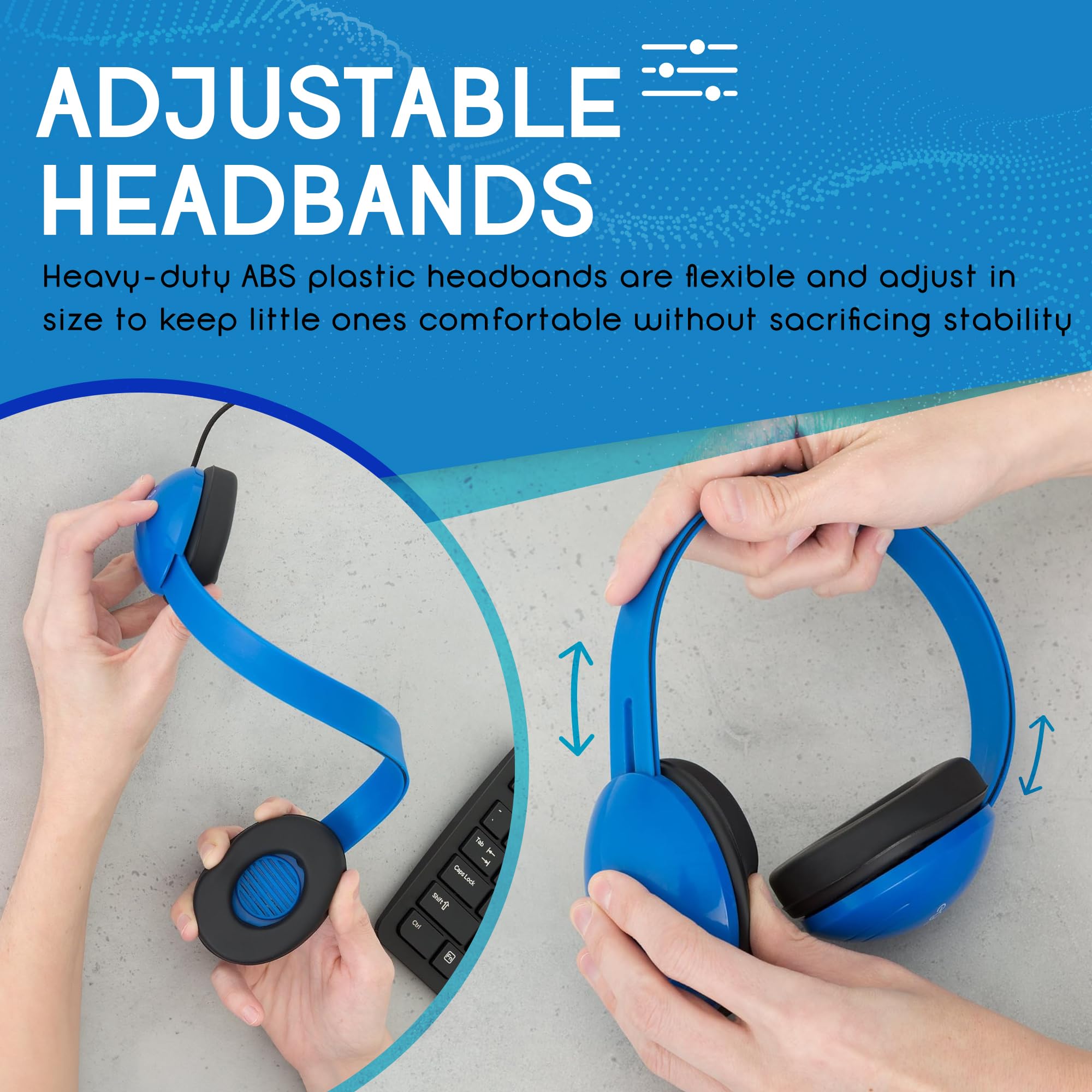 Heavy-Duty Kids' Headphone w/Tangle-Free Fabric Cord