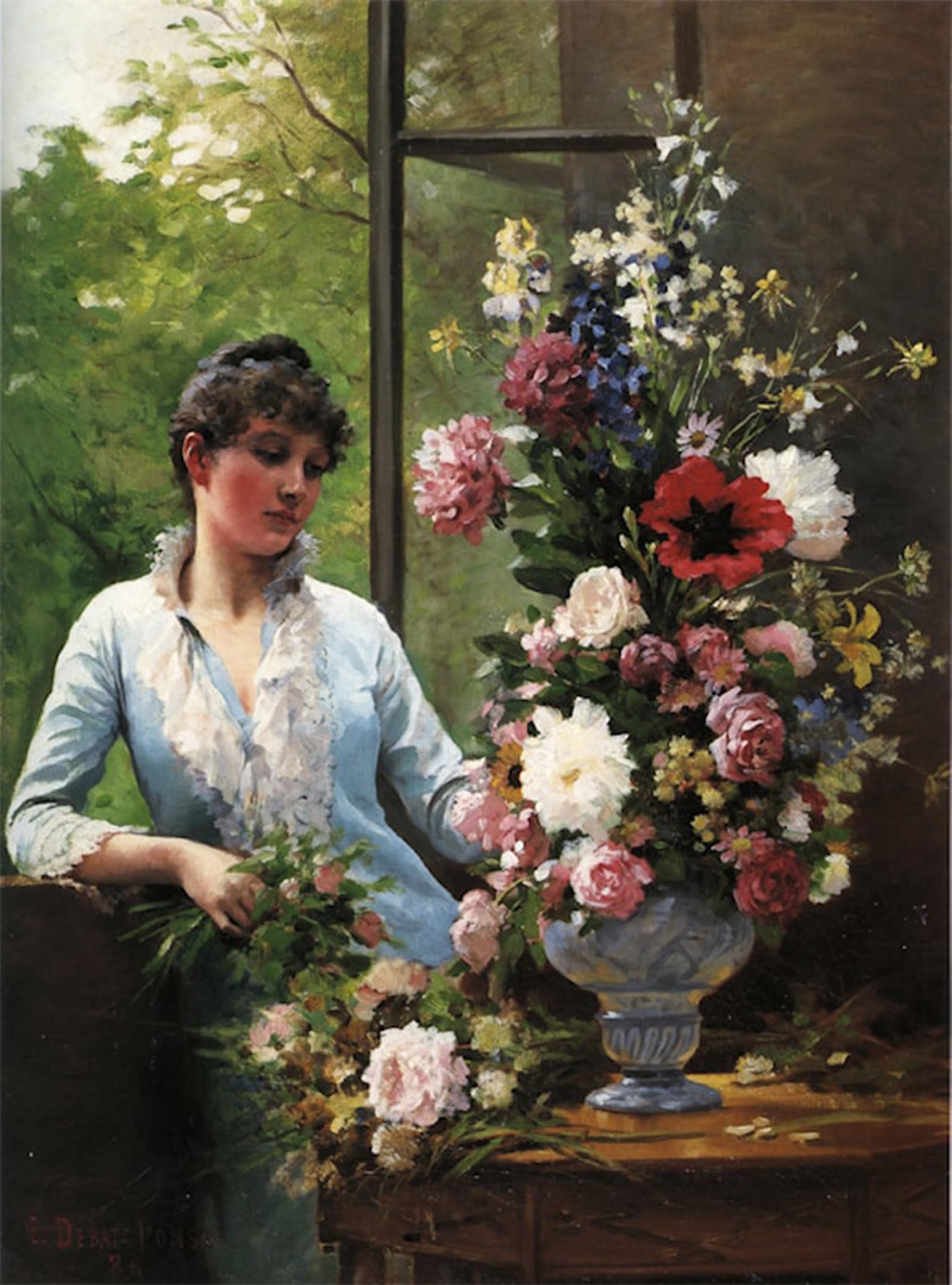 POSTERIIk Famous Print Pop Art Wall Art Graffiti Preparing the Flower Arrangement by Edouard Bernard Debat-ponsan Art Prints for Home Decor 60x90cm
