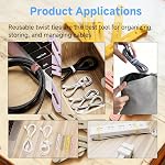 20pcs Silicone Cable Ties, Flexible Reusable Silicone Cord Straps | Small Zip-Type Line Organizer Adjustable Cable Management for Charging Cords Earphone Wire, Office Home Travel Accessories