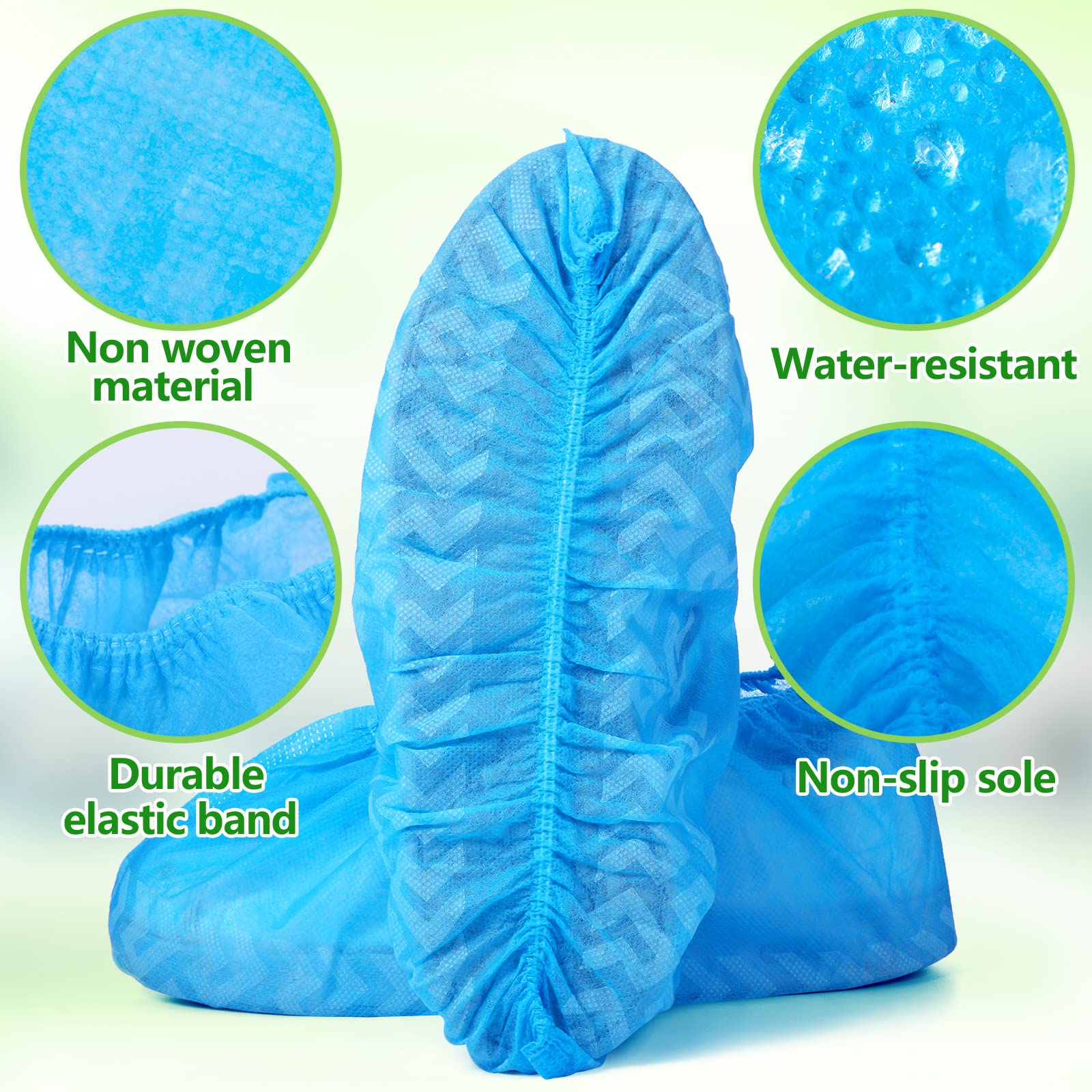 Leumoi 500 fundas desechables para zapatos de botas, antideslizantes, grandes, duraderas, no tejidas, para interiores, hogar, suelos y zapatos, talla única, color azul