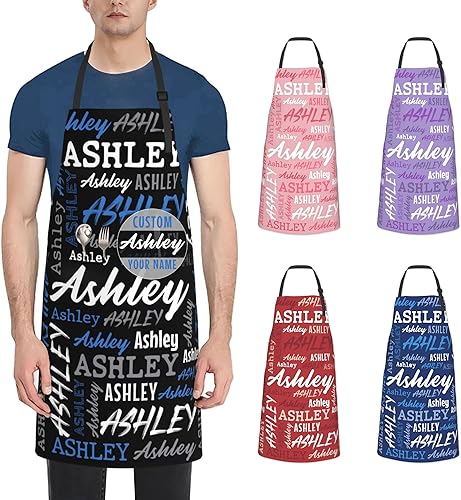 Delantal personalizado con nombre, delantal ajustable personalizado con bolsillos, delantal de cocina de chef personalizado, regalo para hombres y
