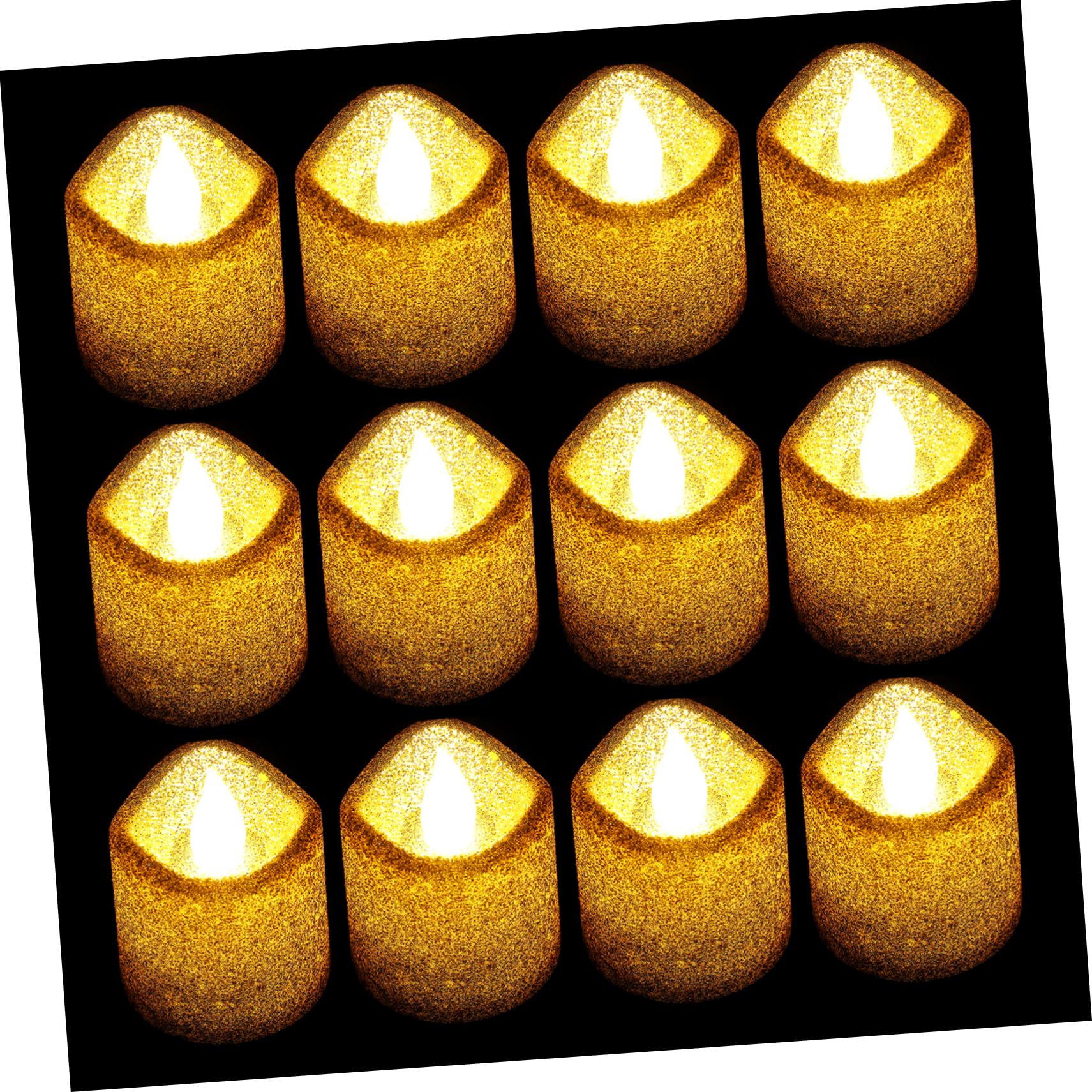 DOITOOL 24pcs Golden Flameless LED Electric Candle Lamps with Creative Design Plastic Material for Indoor Atmosphere Lighting and Night Use