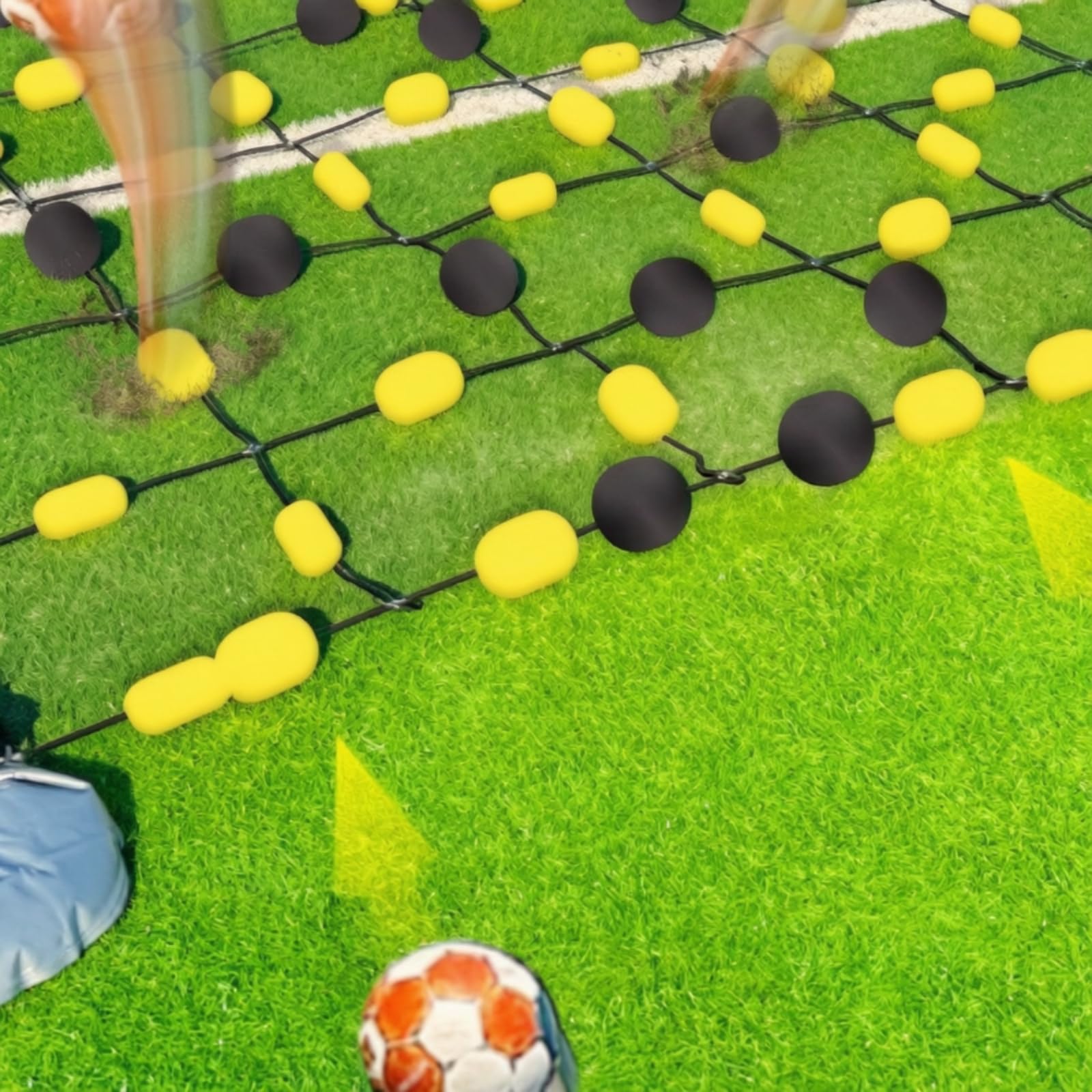 Tavola da Allenamento Portiere Rete Pannello Deflettore Quadrato Griglia a Corde Ad con Nodi Alternati con Ancoraggi
