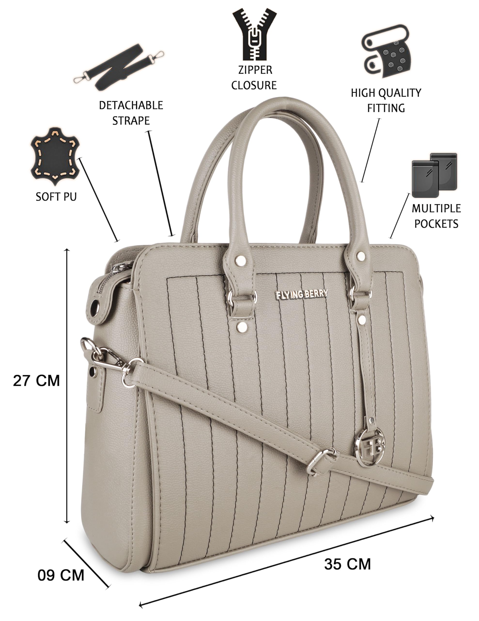 FLYING BERRY Women's Handbag (FB 2035_Grey)… 2