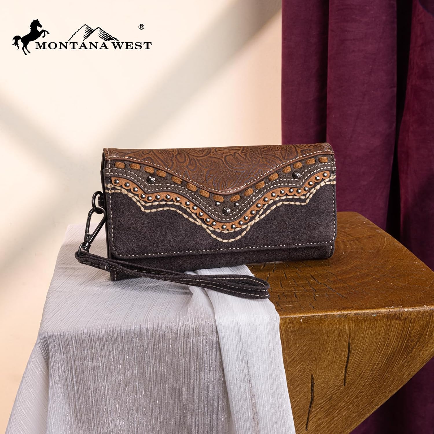 Montana West Wristlet Wallets for Women Western Trifold Wallet Purse with Card Holder MW1340-W002CF - Image 2