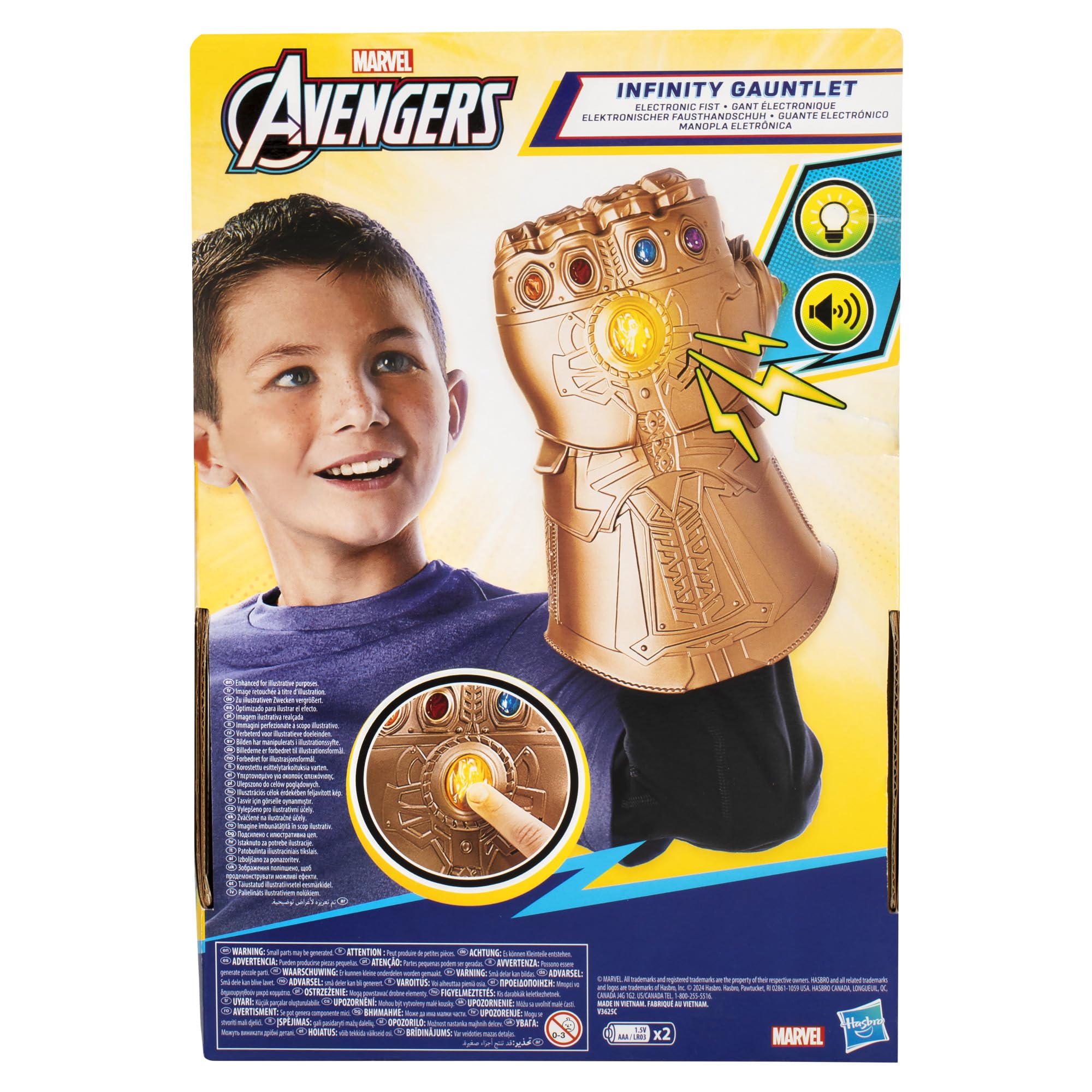 Star Wars Marvel Avengers – Gant d'Infinité Électronique Thanos, Jouet Super-Héros avec Effets Sonores et Lumineux, pour Garçons et Filles dès 5 Ans, Idée Cadeau.