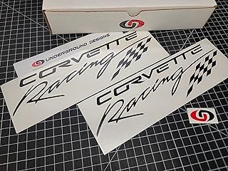 Corvette Racing Decal Script Flag Sticker LS1 LS2 LS3 LS7 LSX Any Color (Gloss Black, 3.0" x 11.5")