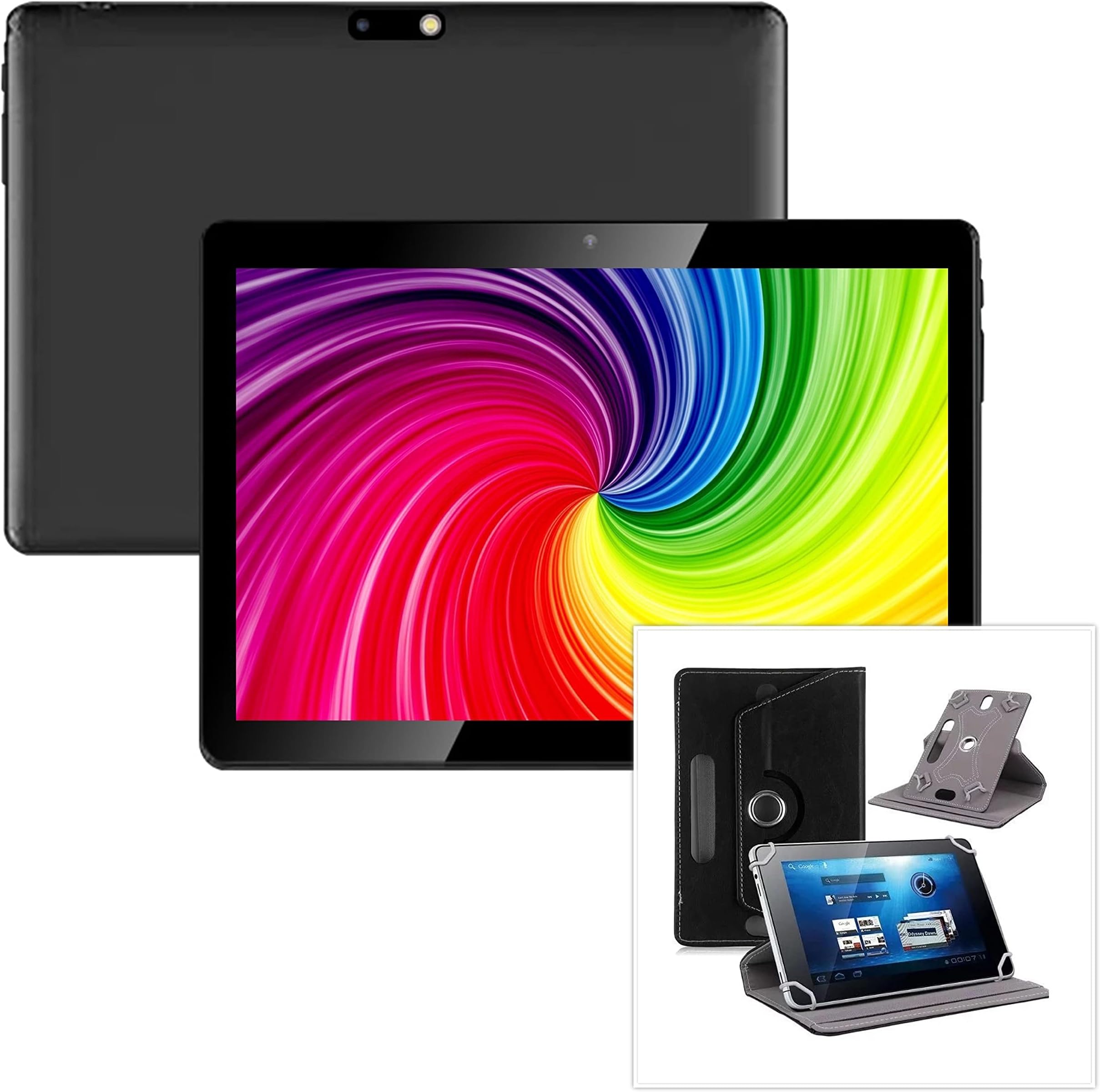 10.1" inch Android 10 Tablet with Leather Case (Black)