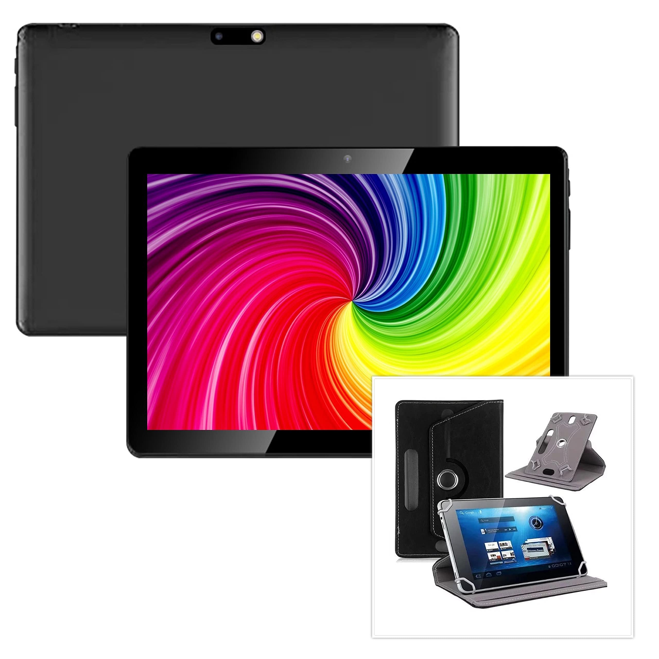 10.1" inch Android 10 Tablet with Leather Case (Black)