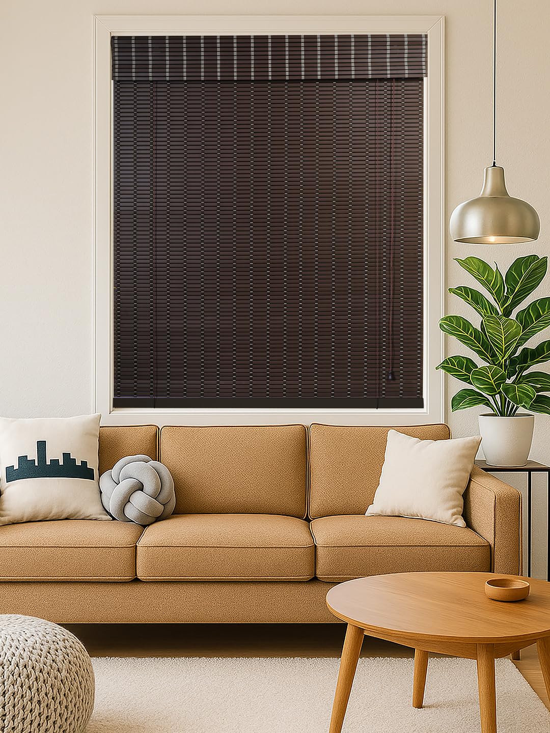 Light Filtering & Cooling PVC Exterior & Interior Window Blind for Balcony and Outdoor Area - Sun Shade, Heat Reducing, Rain Resistant (Choclate) 1 Piece (4 Feet Width x 7 Feet Height)