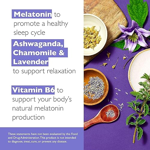 Miniatura 5 de RESCUE Bach Plus - Gomitas de apoyo para el sueño y el estrés, suplemento dietético nocturno con 1 mg de melatonina, ashwagandha, manzanilla,